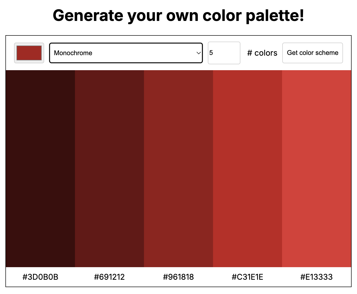 Color scheme generator interface
